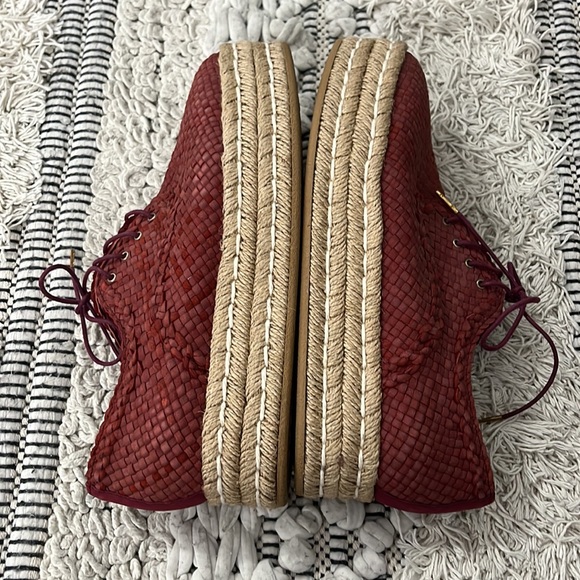 Pons Quintana red Leather Lace Up Espadrilles - Picture 4 of 6